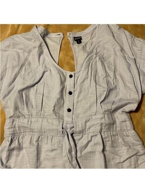 Patagonia Light Blue Button-Front Waist Tie Romper Sz M